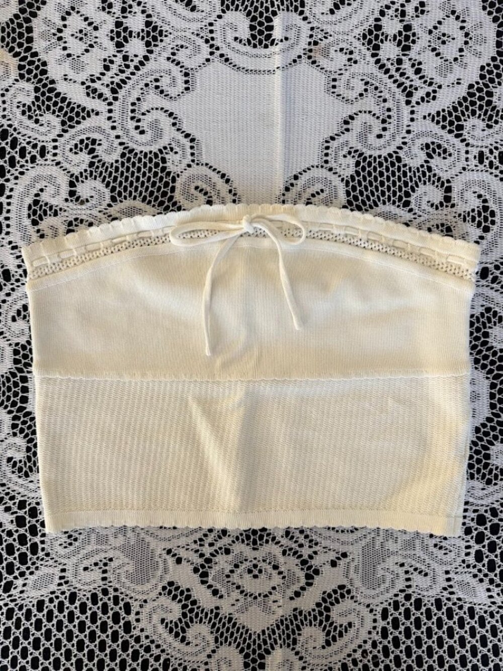 Meshki Cropped Knit Tube Top White - Size S